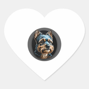 Pegatina En Forma De Corazón negro yorkshire terrier