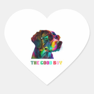 Pegatina En Forma De Corazón Neon Colorful Dog linda raza doggy colorida esenci
