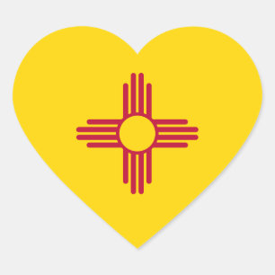 Pegatina En Forma De Corazón New México/bandera mexicana del estado (Zia),
