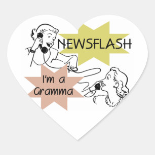 Pegatina En Forma De Corazón Newsflash Soy camisetas Gramma y regalos