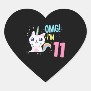 Pegatina En Forma De Corazón Niños Chica De 11 Años Ropa De Cumpleaños Unicorni
