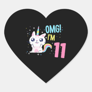 Pegatina En Forma De Corazón Niños Chica De 11 Años Ropa De Cumpleaños Unicorni