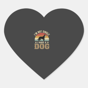 Pegatina En Forma De Corazón No Estoy Soltero Amante De Los Perros Vintage