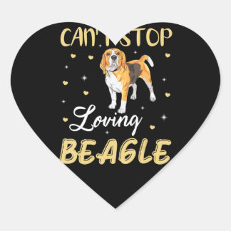 Pegatina En Forma De Corazón No puedo dejar de amar al perro de Beagle feliz re