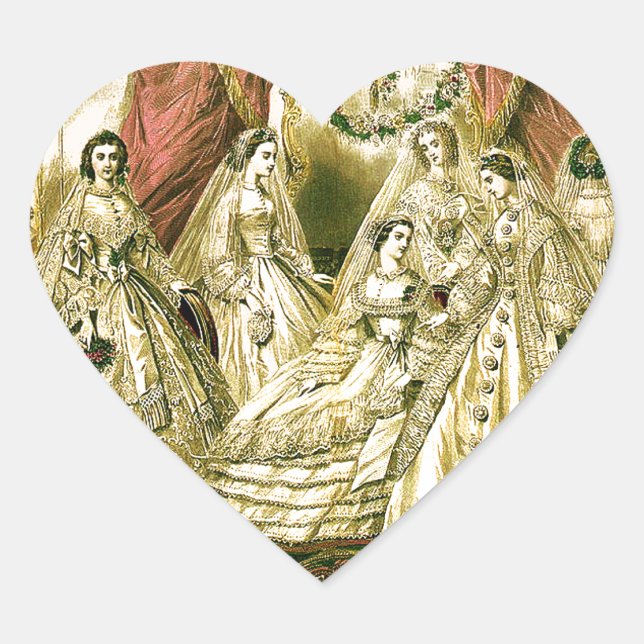 Pegatina En Forma De Corazón Noche de Boda de Antigüedades (Anverso)