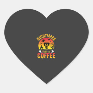 Pegatina En Forma De Corazón Noche de café de Halloween Pesadilla antes del caf