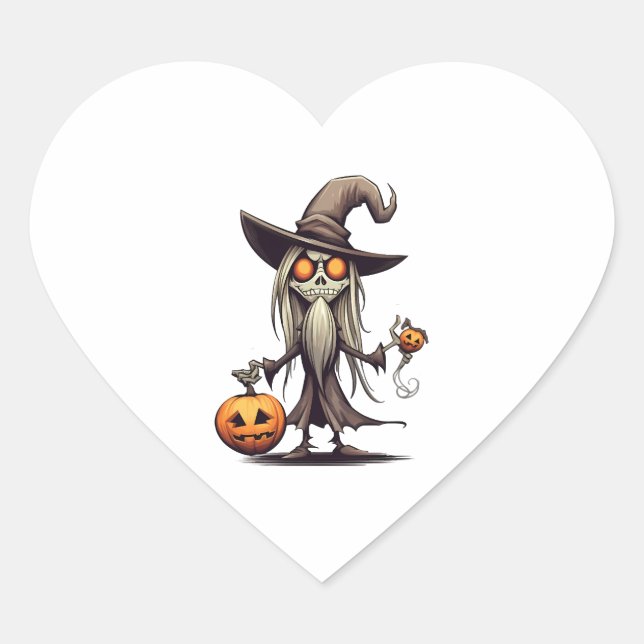 Pegatina En Forma De Corazón Noche de Halloween (Anverso)