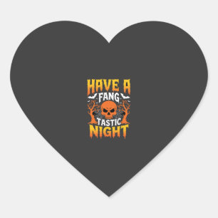 Pegatina En Forma De Corazón Noche Fantástica Calavera y Murciélagos de Hallowe