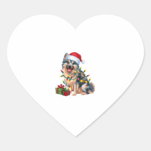 Pegatina En Forma De Corazón Nochebuena alemana alumbrando perro espitz de Sant