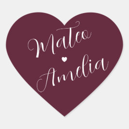 Pegatina En Forma De Corazón Nombramientos de novias y novias de Borgoña en la 