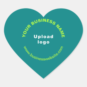Pegatina En Forma De Corazón Nombre comercial, logotipo y sitio web en verde Ve