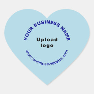 Pegatina En Forma De Corazón Nombre comercial, logotipo y sitio web sobre azul