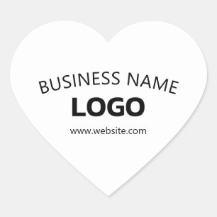 Pegatina En Forma De Corazón Nombre de negocio editable, sitio web y logotipo c