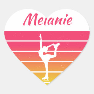 Pegatina En Forma De Corazón Nombre del personalizar del Chica de patinaje artí