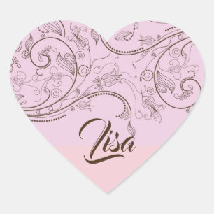 Pegatina En Forma De Corazón Nombre personalizado