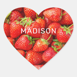 Pegatina En Forma De Corazón Nombre personalizado Fresas