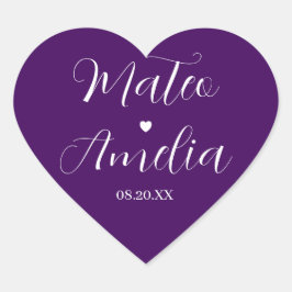 Pegatina En Forma De Corazón Nombres de novia y novio en caligrafía en pegatina