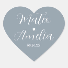 Pegatina En Forma De Corazón Nombres de novia y novio en caligrafía en pegatina