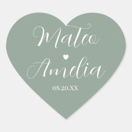 Pegatina En Forma De Corazón Nombres de Novia y Novio en Caligrafía en Pegatina