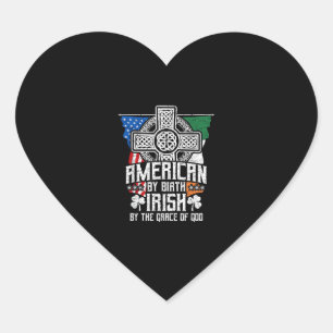 Pegatina En Forma De Corazón Norteamericano Por Nacimiento Irlandés Por La Grac