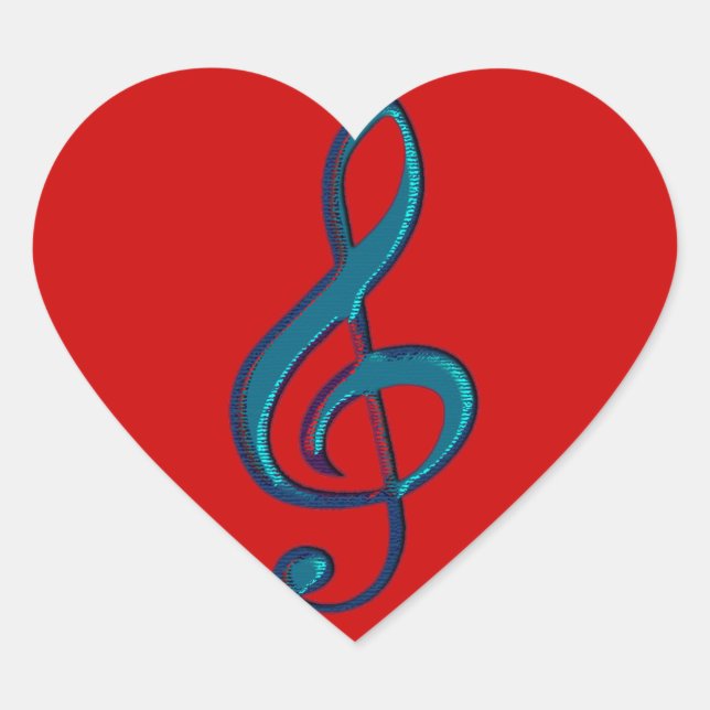 Pegatina En Forma De Corazón nota de clave musical (Anverso)