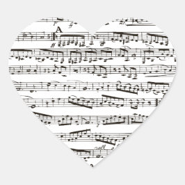 Pegatina En Forma De Corazón Notas musicales en blanco y negro