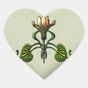 Pegatina En Forma De Corazón Nouveau Lilies (Pegatinas en forma de corazón)