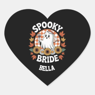 Pegatina En Forma De Corazón Novia Espeluznante Fantasma Halloween Personalizad