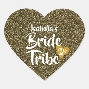 Pegatina En Forma De Corazón Novia Tribu Oro Fecha Corazón Personalizado Brillo