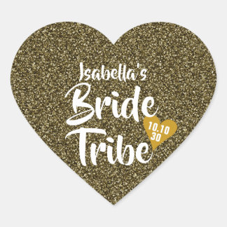 Pegatina En Forma De Corazón Novia Tribu Oro Fecha Corazón Personalizado Brillo