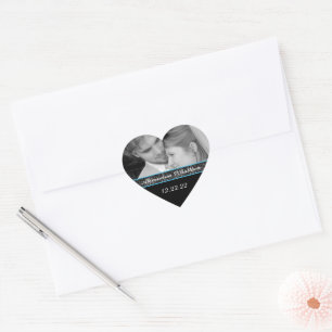 Pegatina En Forma De Corazón Novia y Pegatina de Groom Tu Recorte Azul Fotográf