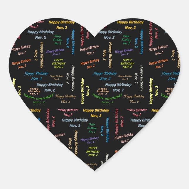Pegatina En Forma De Corazón Noviembre, 2 Pegatina de cumpleaños (Anverso)