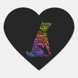 Pegatina En Forma De Corazón Nube de palabras de perro (arco iris de perro)