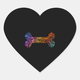 Pegatina En Forma De Corazón Nube de palabras de perro (colorida en hueso)