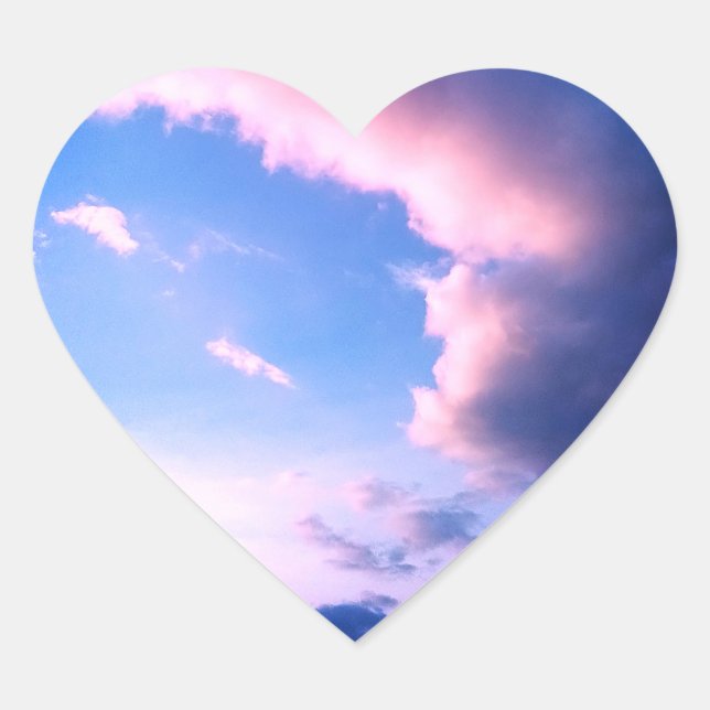 Pegatina En Forma De Corazón Nubes rosadas (Anverso)