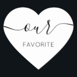 Pegatina En Forma De Corazón Nuestro Favor Favorito С alligraphic<br><div class="desc">Nuestro Pegatina Favorito con caligrafía moderna para la bolsa de bienvenida Boda. El diseño presenta un diseño de texto de script de estilo moderno. Para realizar cambios avanzados,  seleccione la opción "Hacer clic para más personalizares" en Personalizar esta plantilla.</div>