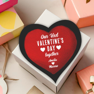 Pegatina En Forma De Corazón Nuestro primer El día de San Valentín juntos coraz