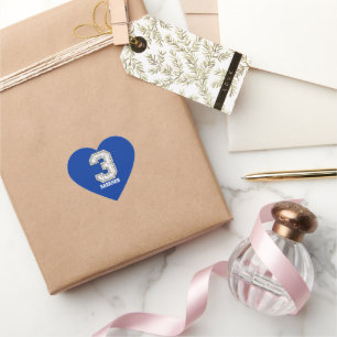 Pegatina En Forma De Corazón Número 3 de béisbol personalizado