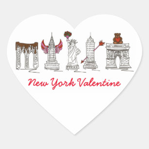 Pegatina En Forma De Corazón NYC de la ciudad de Nueva York emblemático amor po