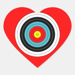 Pegatina En Forma De Corazón Objetivo de tiro con arco sobre corazón rojo
