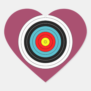 Pegatina En Forma De Corazón Objetivo de tiro con arco sobre corazón rosa sangr