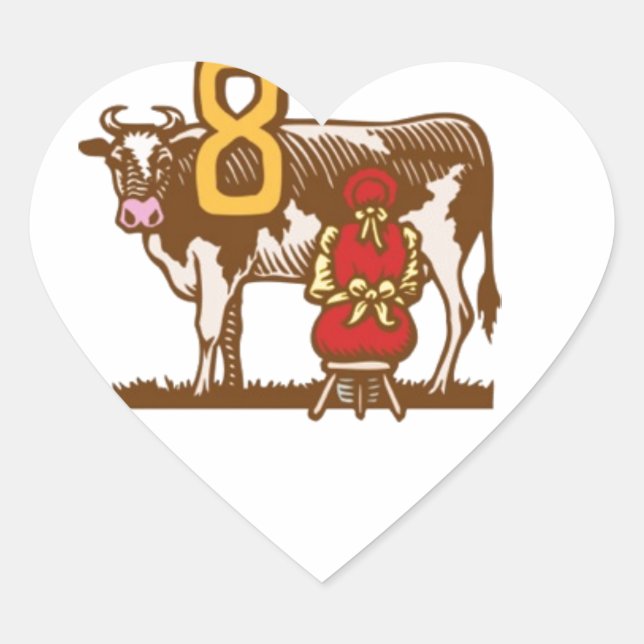 Pegatina En Forma De Corazón Ocho mucamas a-Milling (Anverso)