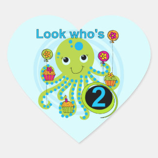 Pegatina En Forma De Corazón Octopus 2º cumpleaños camisetas y regalos de T