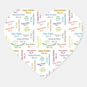 Pegatina En Forma De Corazón Octubre, 11 Pegatina de cumpleaños