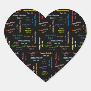 Pegatina En Forma De Corazón Octubre, 14 Pegatina de cumpleaños