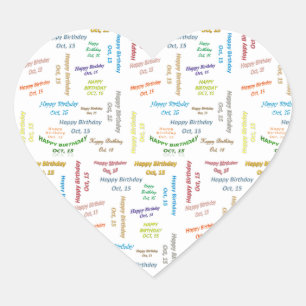 Pegatina En Forma De Corazón Octubre, 15 Pegatina de cumpleaños