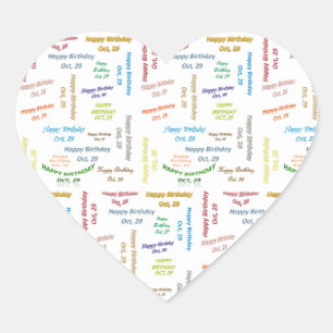 Pegatina En Forma De Corazón Octubre, 29 Pegatina de cumpleaños