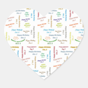 Pegatina En Forma De Corazón Octubre, 2 Pegatina de cumpleaños