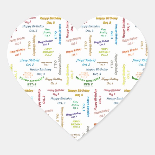 Pegatina En Forma De Corazón Octubre, 3 Pegatina de cumpleaños (Anverso)