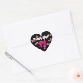 Pegatina En Forma De Corazón Odeos de cangrejos (rosado sobre negro)